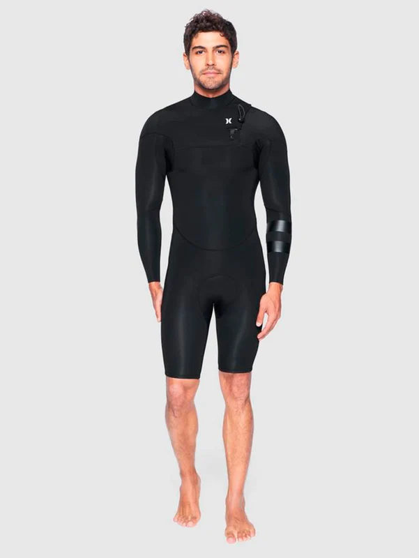 Short John Hurley Advantage Plus 2/2 MM Manga Longa Springsuit Preto M