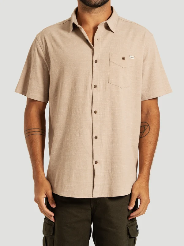 Camisa Masculina Caqui Hurley One&Only Slub GG / CAQUI