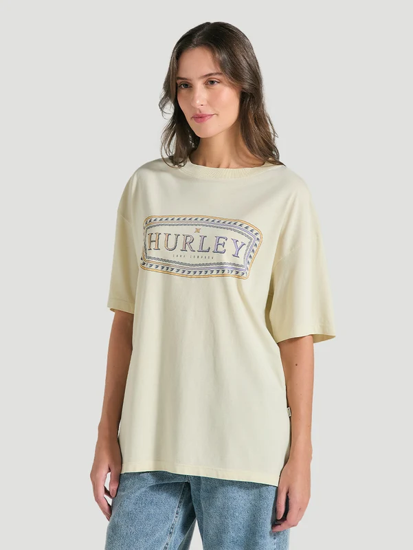 Camiseta Oversized Feminina Off White em Algodão Hurley Girl Trip P / Off White