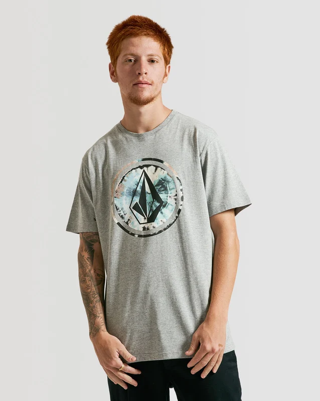 Camiseta Volcom Regular Circle Dye Mescla Cinza M / Mescla Cinza