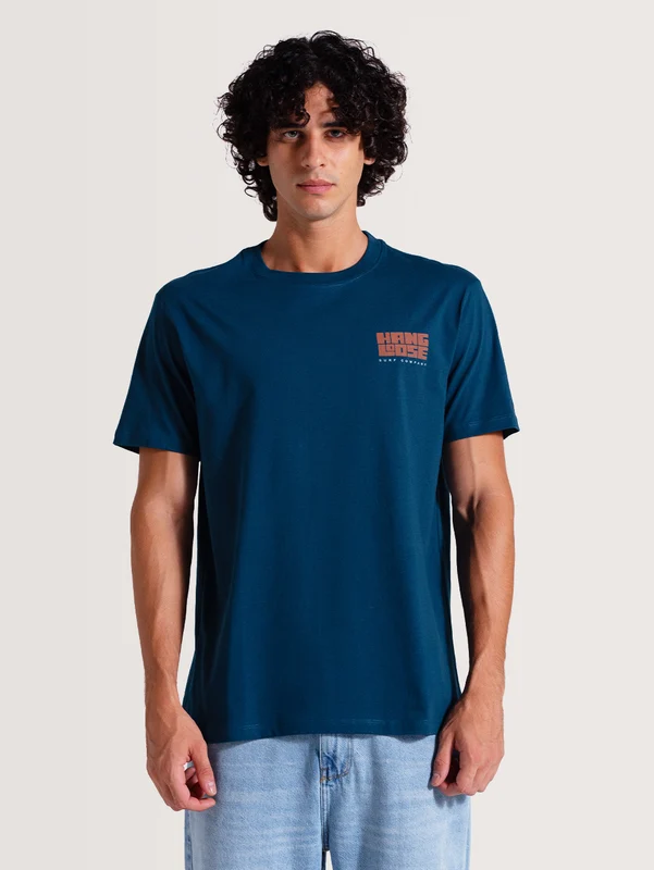 Camiseta Azul Manga Curta Hang Loose Tyblocked M / Azul