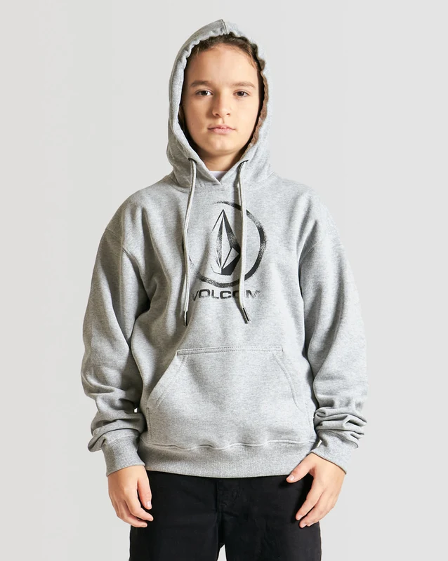 Moletom Volcom Canguru Logo Juvenil Cinza 10 / Cinza