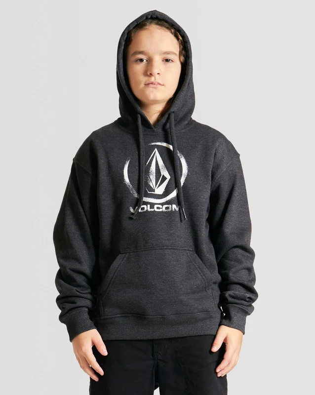Moletom Volcom Canguru Logo Juvenil Preto 12 / Preto
