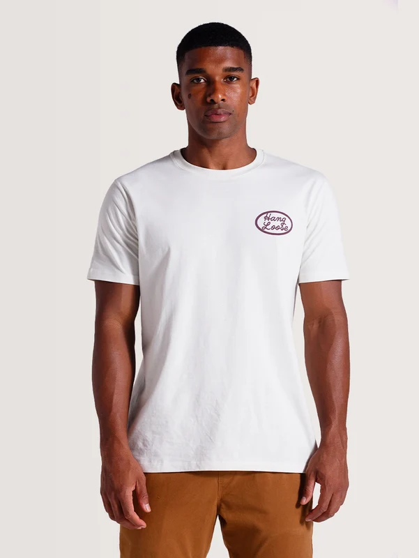 Camiseta Off White Manga Curta Hang Loose Cali G / Off White
