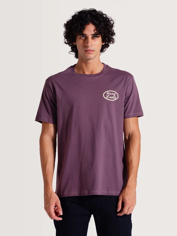 Camiseta Violeta Manga Curta Hang Loose Cali M / Roxo