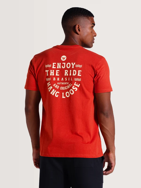 Camiseta Vermelha Manga Curta Hang Loose Enjoy M / Vermelho