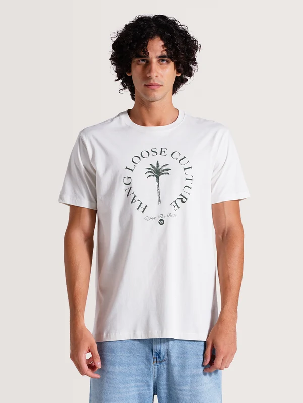 Camiseta Off White Manga Curta Hang Loose Palm GG / Off White