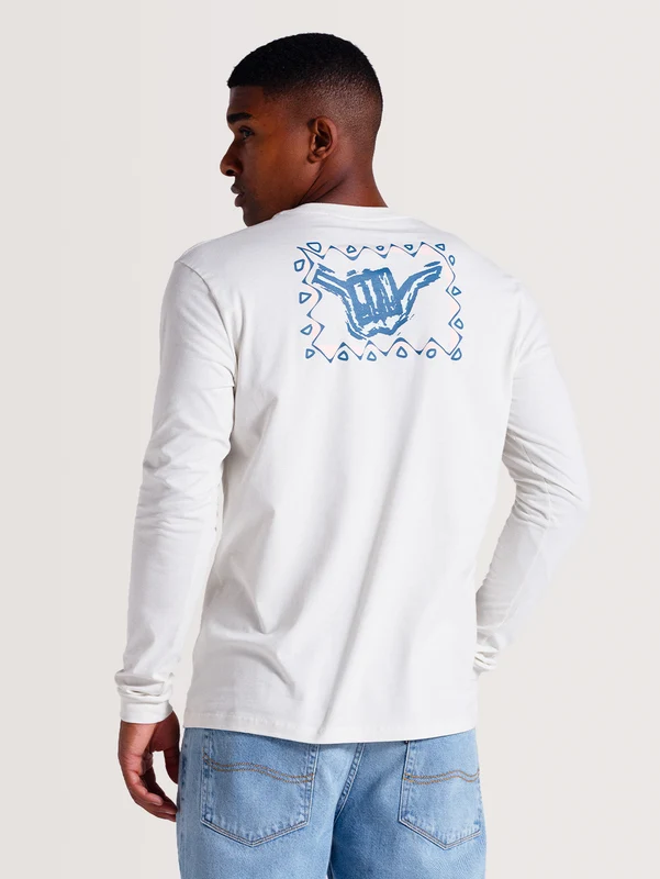 Camiseta Off White Manga Longa Hang Loose Wildguys G / Off White