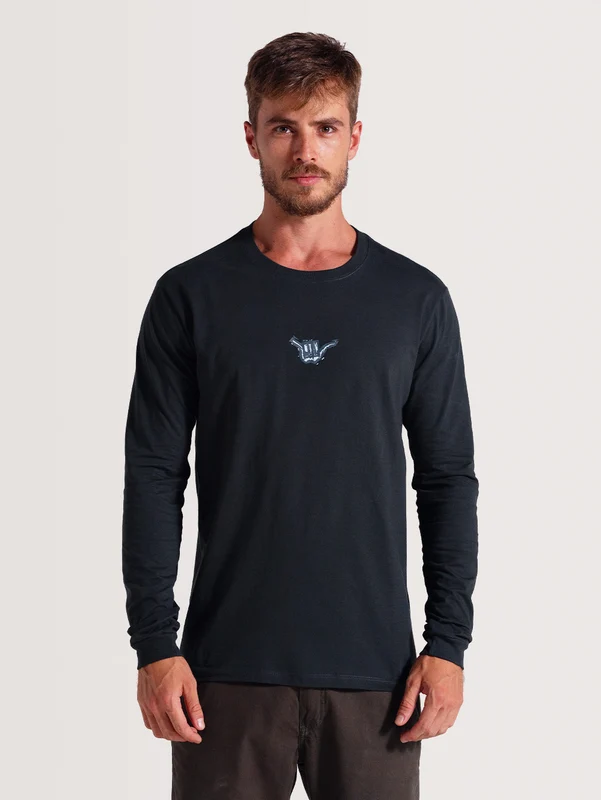 Camiseta Cinza Manga Longa Hang Loose Wildguys P / Cinza