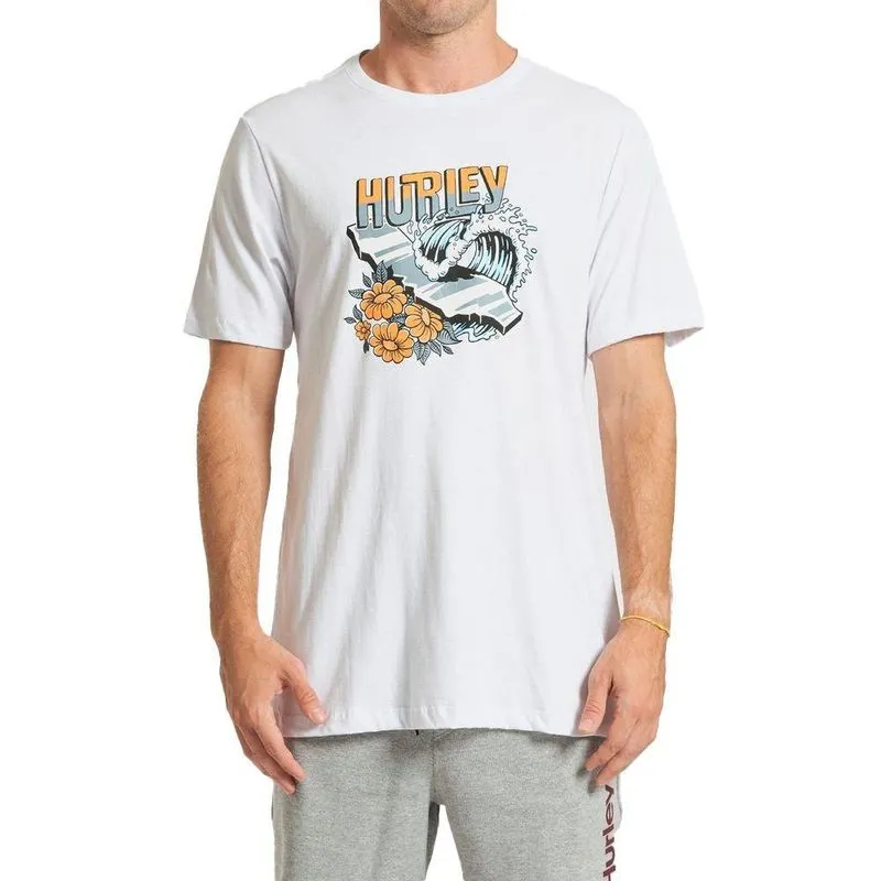 Camiseta Hurley Floral Wave Masculina Branco P / branco