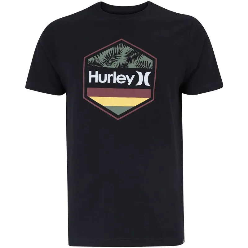 Camiseta Hurley Manga Curta Silk Palms Roots - Masculina Preto G
