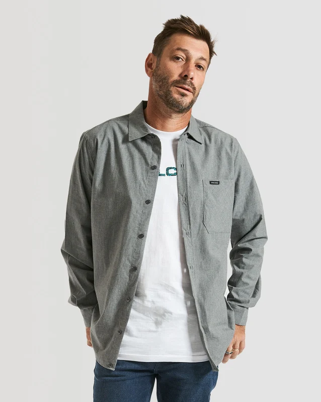 Camisa Volcom Manga Longa Caden Solid Cinza G / CINZA