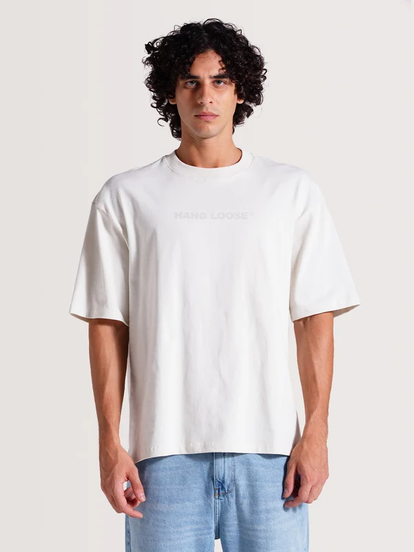 Camiseta Off White Manga Curta Especial Hang Loose Logo Loose M / Off White