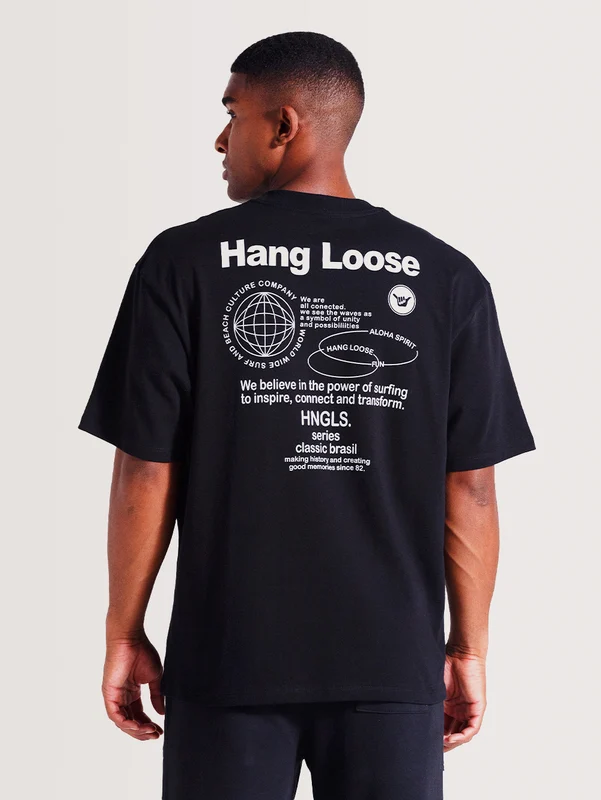 Camiseta Preta Manga Curta Especial Hang Loose New Order G / PRETO