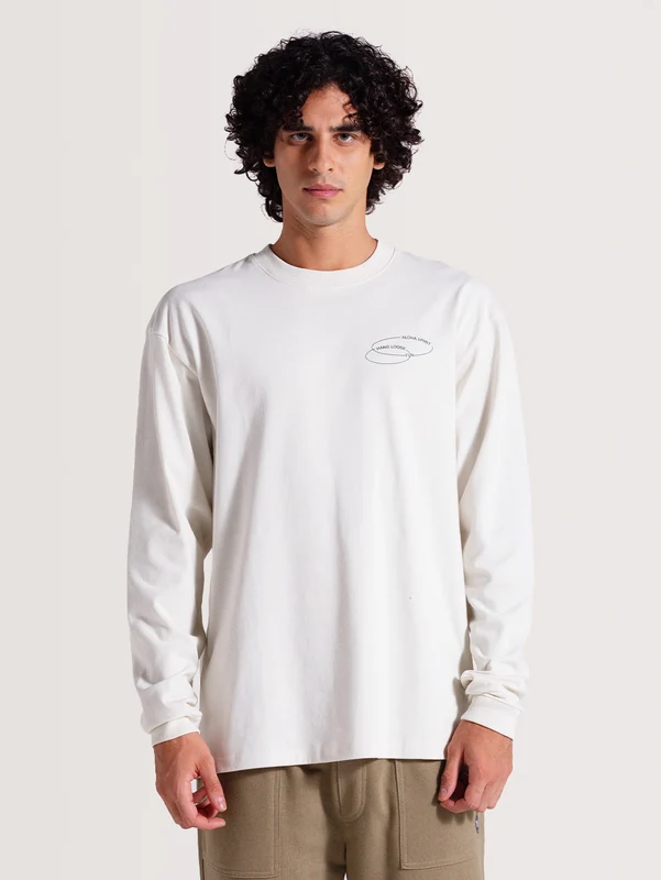 Camiseta Off White Manga Longa Especial Hang Loose New Order P / Off White