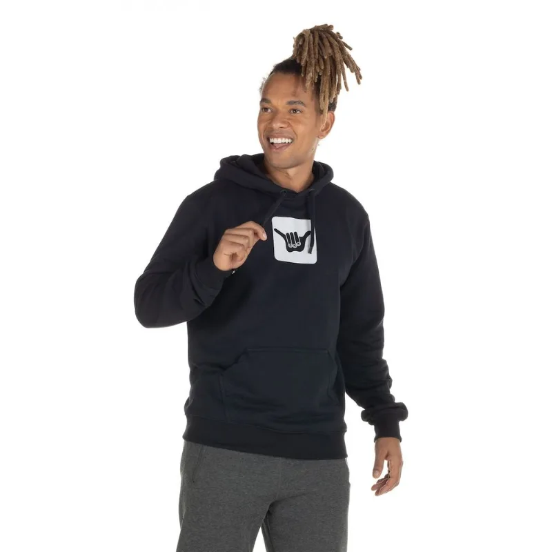 Blusa de Moletom Hang Loose Masculina Canguru com Capuz Logo Preto P