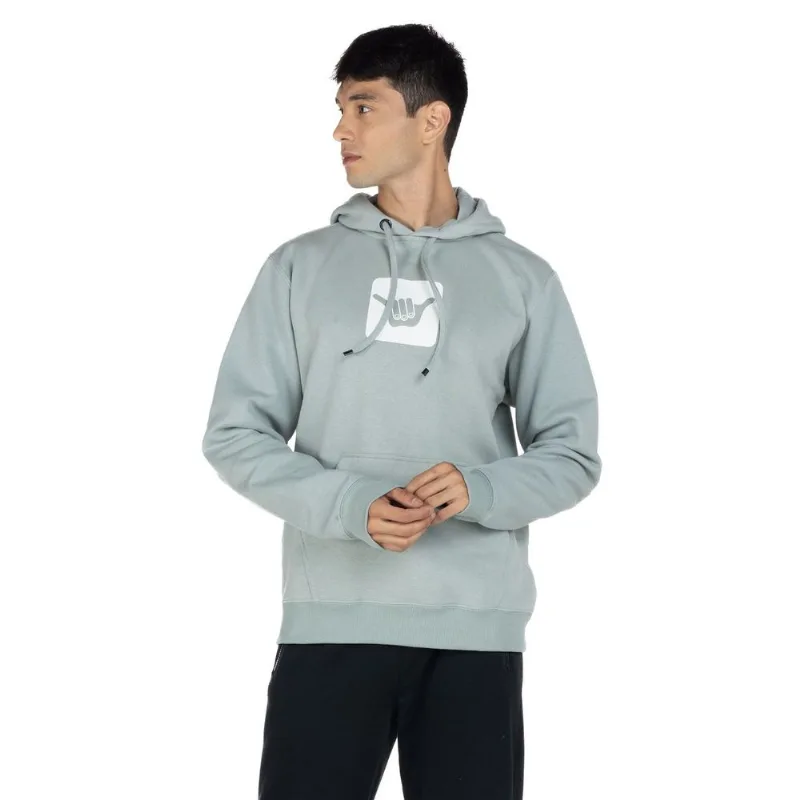 Blusa de Moletom Hang Loose Masculina Canguru com Capuz Logo Azul Claro P