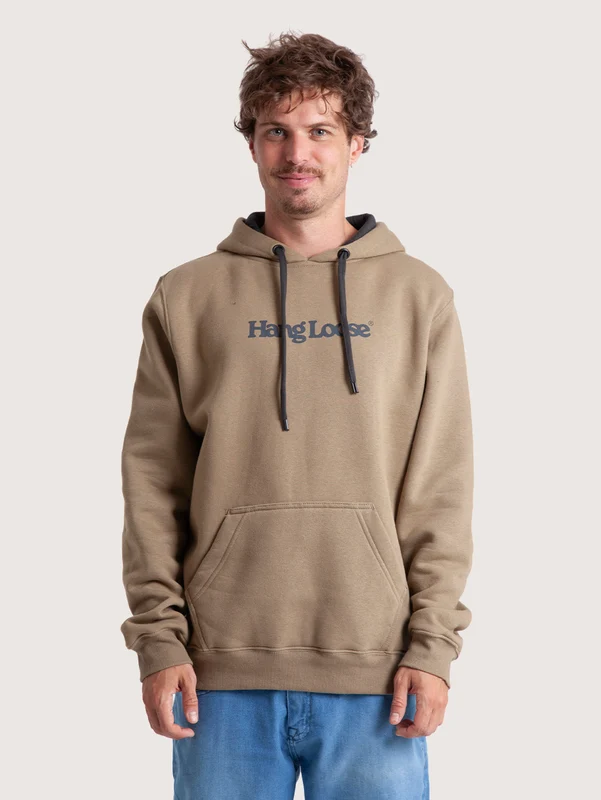 Moletom Canguru Caqui Hang Loose Typo G / BEGE