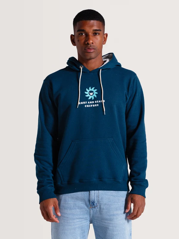 Moletom Canguru Azul Hang Loose Shield P / Azul