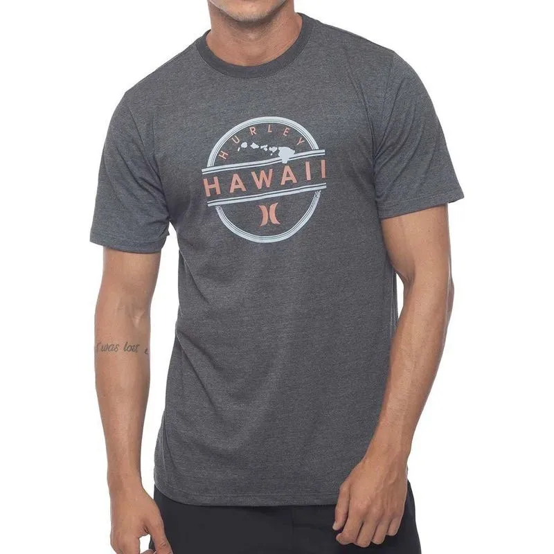 Camiseta Hurley Silk Hawaii Masculina Preto Mescla P / chumbo