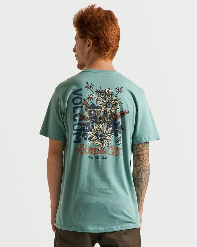 Camiseta Volcom Long Fit Psychedaisy Verde M / VERDE CLARO