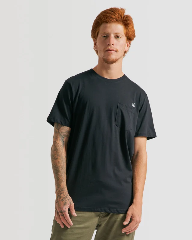 Camiseta Volcom Long Fit Solid Pocket Preta M / PRETO