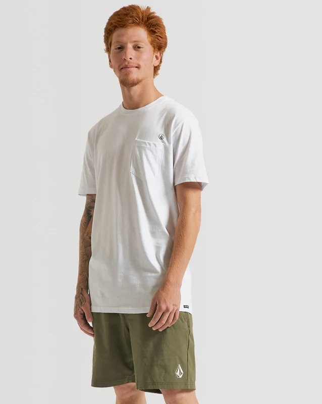 Camiseta Volcom Long Fit Solid Pocket Branca P / BRANCO