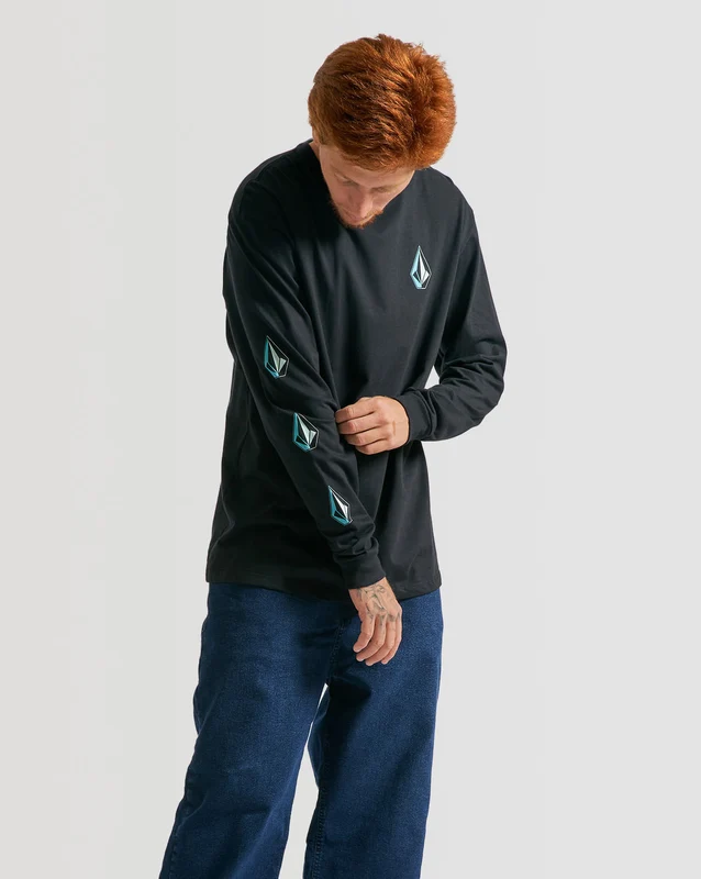 Camiseta Volcom Manga Longa Regular Iconic Stone Preta GG / PRETO