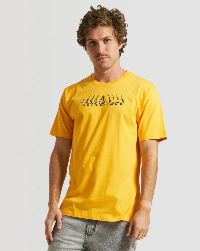 Camiseta Volcom Regular Traces Amarela GG / AMARELO