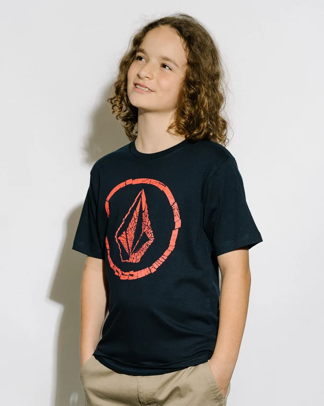 Camiseta Volcom Regular Circle Stone Juvenil Marinho 12 / AZUL MARINHO