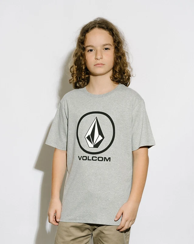Camiseta Volcom Regular Crisp Stone Juvenil Cinza 10 / MESCLA CINZA