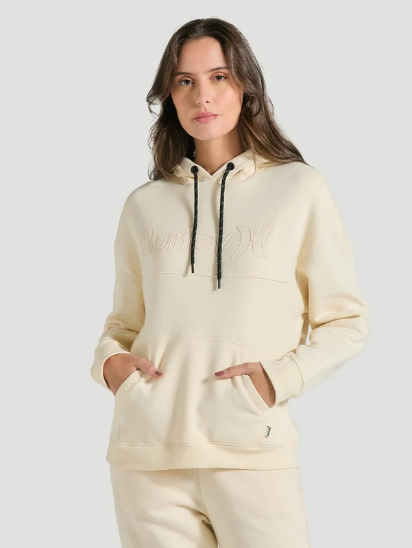 Moletom Canguru Oversized Feminino Off White Hurley Outline G / Off White