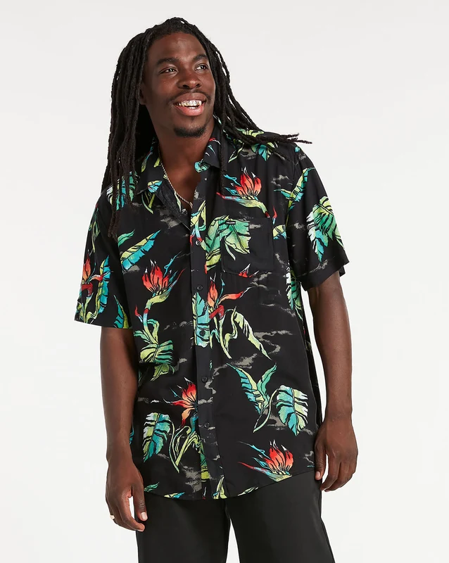 Camisa Volcom Birds Of Paradise Black M / PRETO