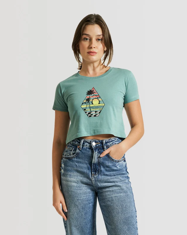 Camiseta Volcom Sunset Verde GG / VERDE CLARO