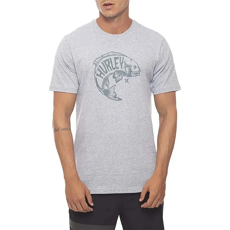 Camiseta Hurley Big Fish SM23 Masculina Cinza Mescla M / cinza