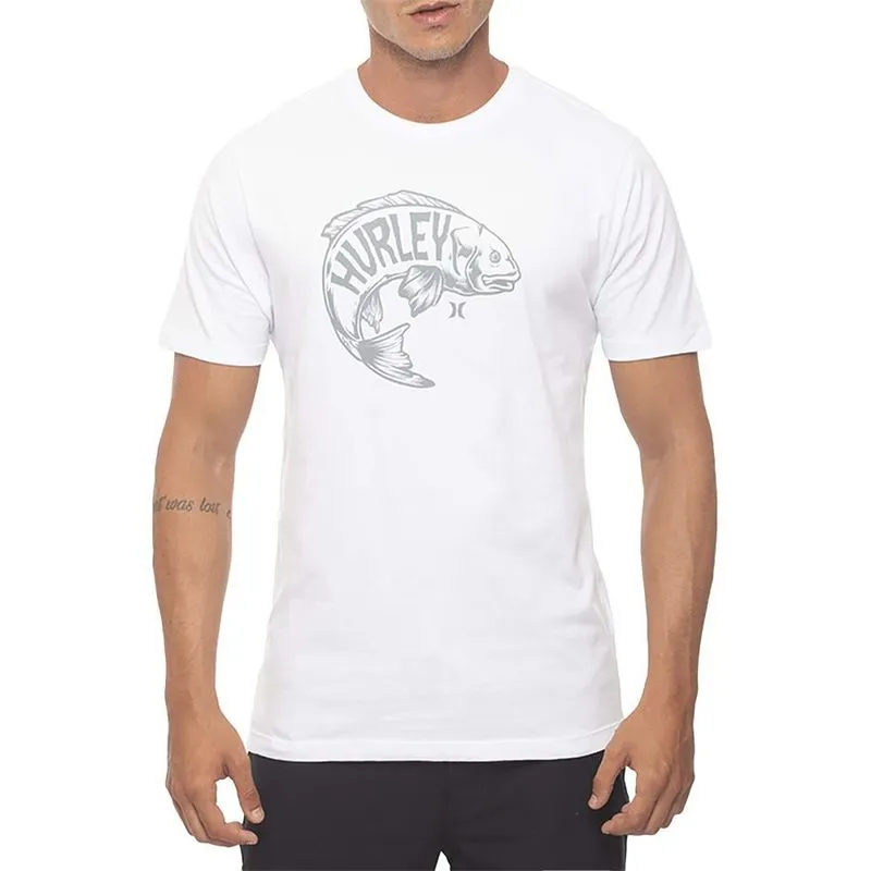 Camiseta Hurley Big Fish SM23 Masculina Branco G / branco