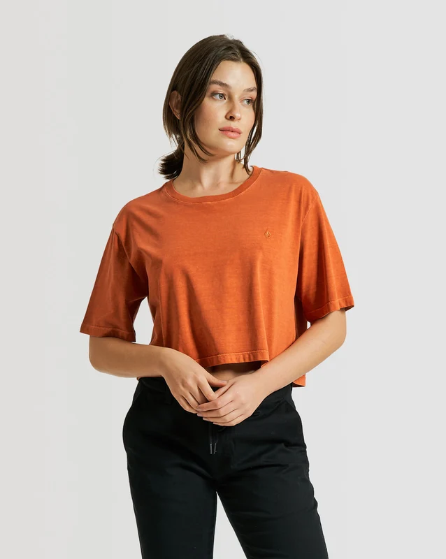 Camiseta Volcom Hour Crop Laranja GG / TERRA