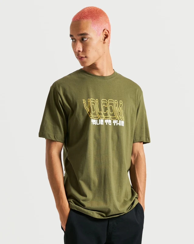 Camiseta Volcom Regular Double Take Militar G / VERDE MILITAR