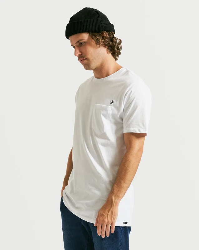 Camiseta Volcom Long Fit Solid Pocket Branca M / BRANCO