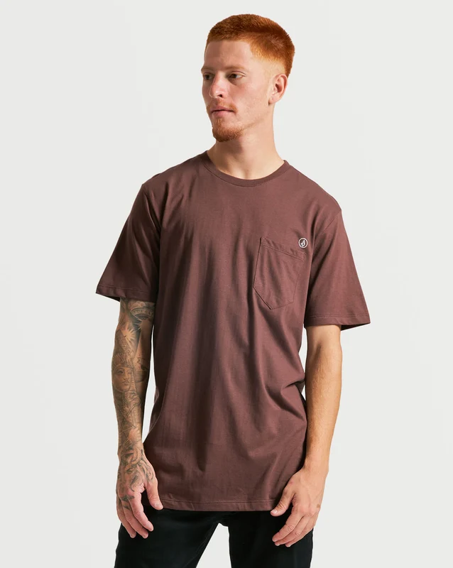 Camiseta Volcom Long Fit Solid Pocket Vinho GG / VINHO