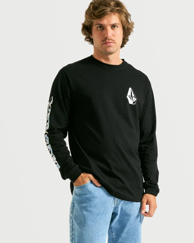 Camiseta Volcom Manga Longa Chromestone Preta P / PRETO
