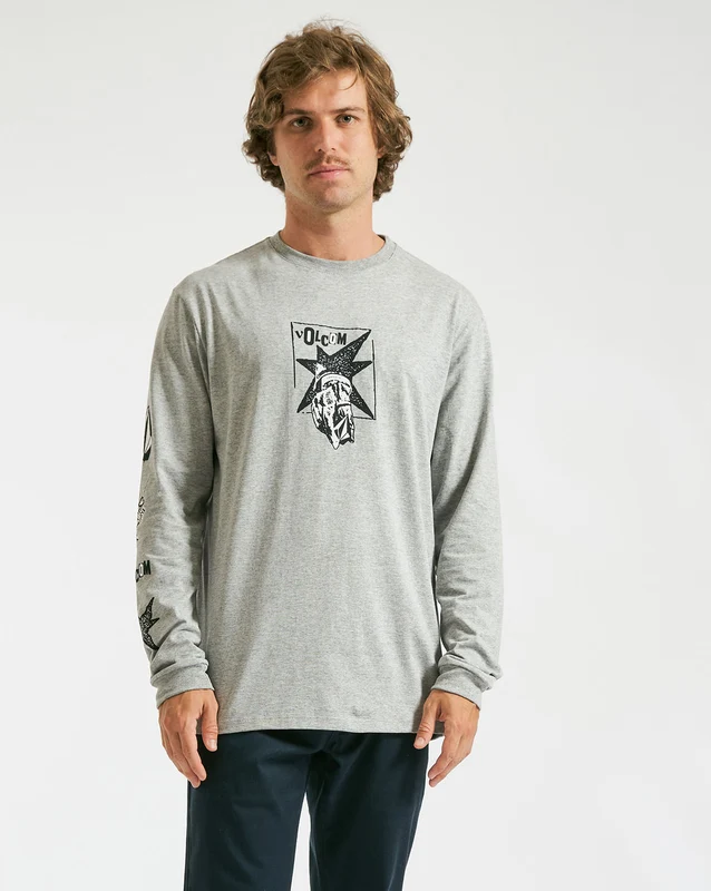 Camiseta Volcom Manga Longa Heritage Cinza M / MESCLA CINZA