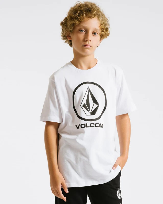 Camiseta Volcom Regular Crisp Stone Juvenil Branca 12 / BRANCO