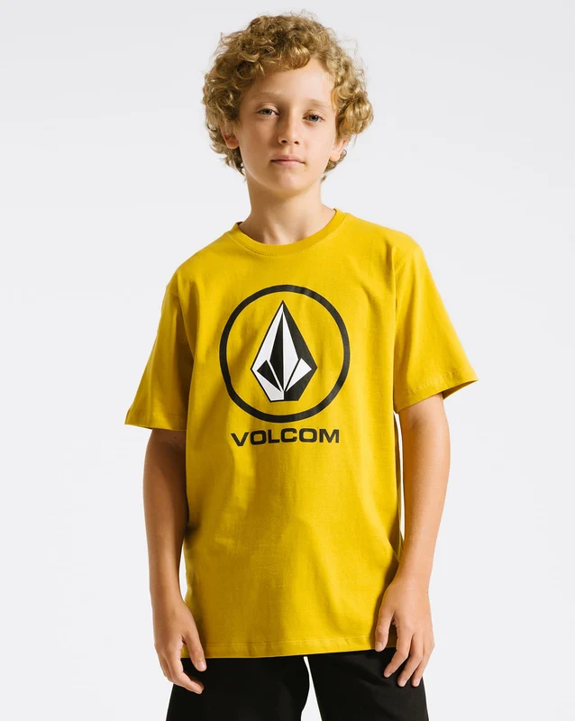 Camiseta Volcom Regular Crisp Stone Juvenil Amarela 12 / AMARELO