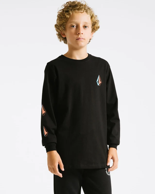Camiseta Volcom Manga Longa Iconic Juvenil Preta 10 / PRETO