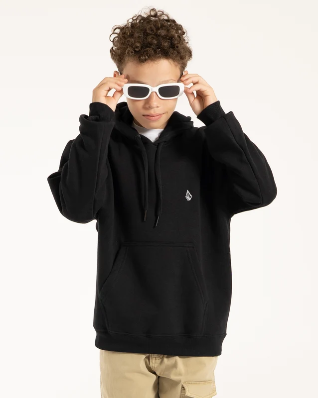Moletom Volcom Canguru Single Stone Juvenil Preto 14 / Preto