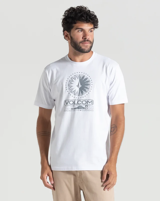 Camiseta Volcom Out There Branca GG / Branco