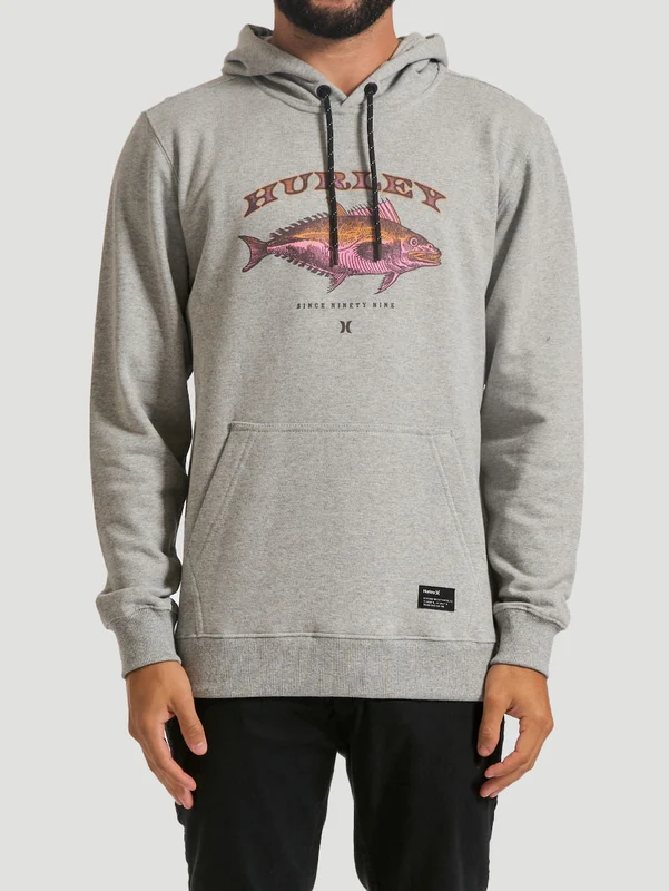 Moletom Canguru Hurley Fish Mescla Cinza G