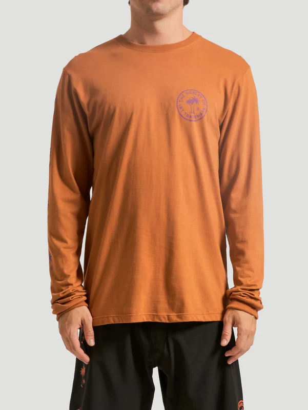 Camiseta Manga Longa Hurley Carimbo Ocre P
