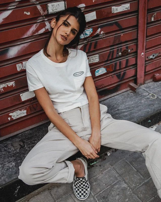 Camiseta Volcom Regular Pocket Dial Off White P / OFF WHITE